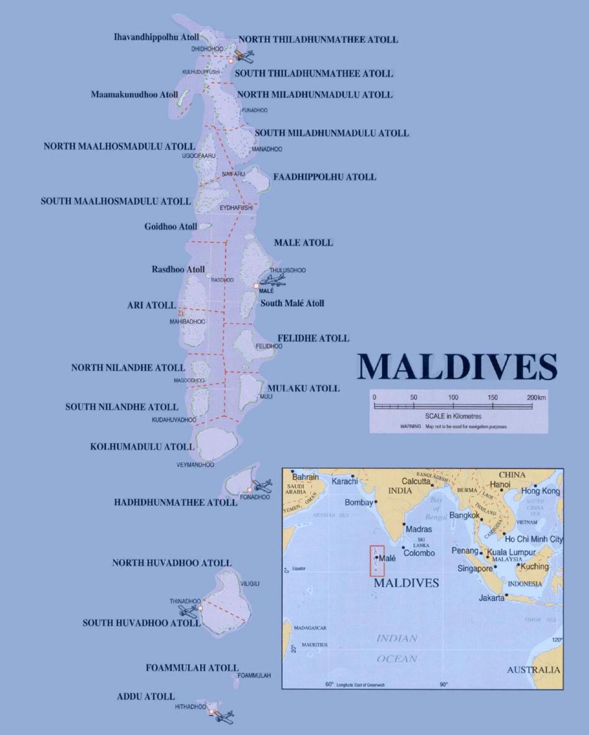 térkép mutatja, maldív-szigetek