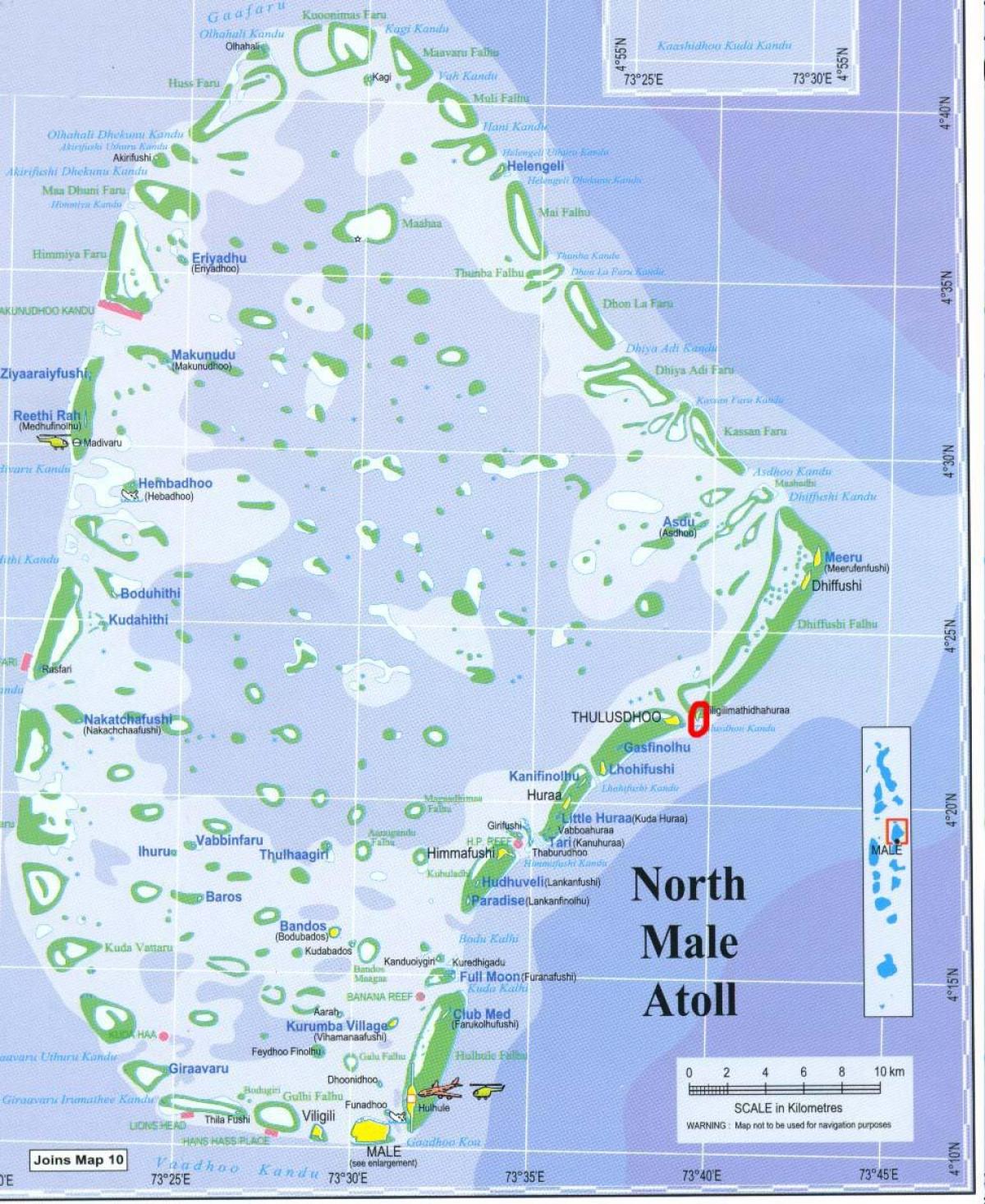 térkép észak-male atoll maldív-szigetek