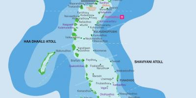 Maldív-szigetek resorts térkép