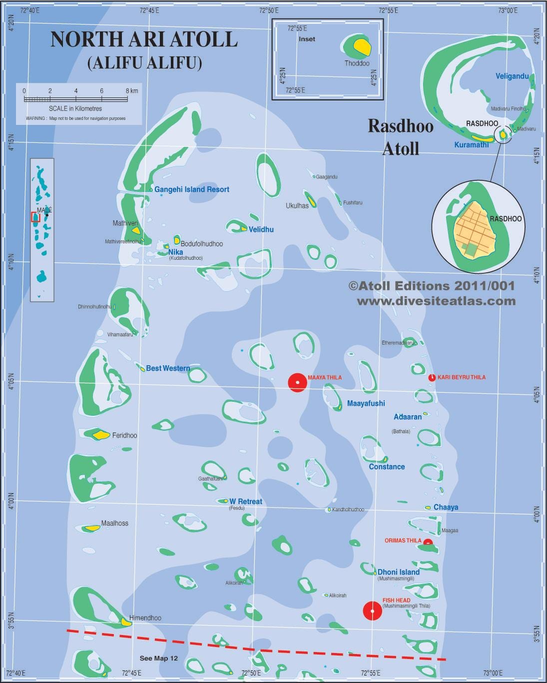 térkép ari atoll maldív-szigetek
