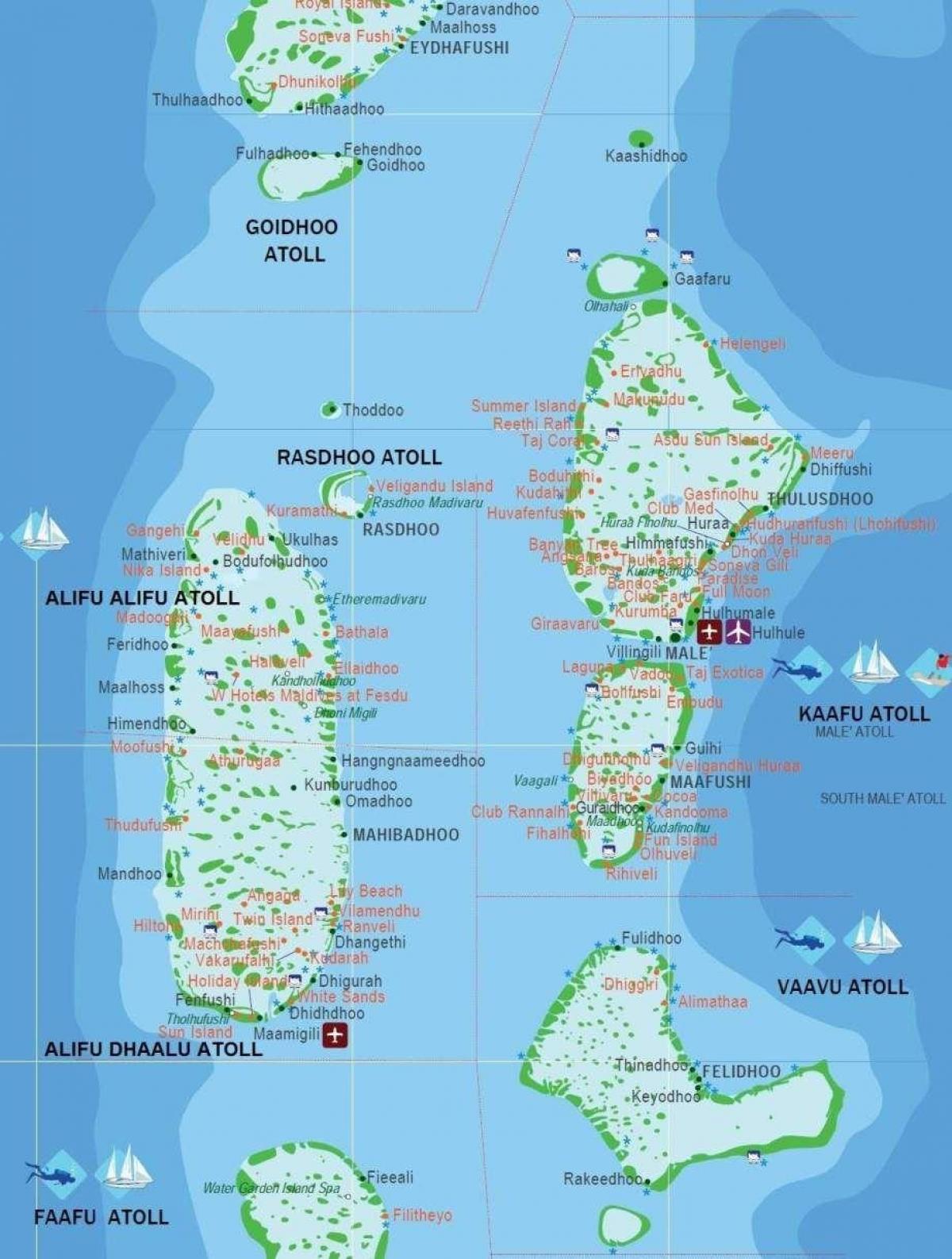 térkép maldív-szigetek turisztikai