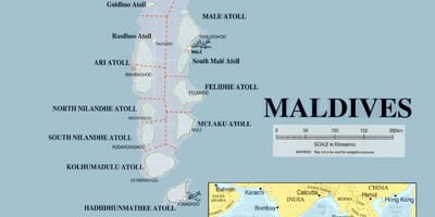 Térkép fizikai maldív-szigetek 